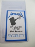 Authentic Metallica 88-89 World Tour Security Pass - con 346