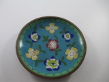Vintage Chinese Cloisonne Flower Dish Signed - con 754