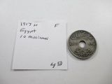 Authentic 1917-H Egypt 10 Milliemes Coin - con 346