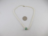 High Quality 14k Gold Jade and pearl 16