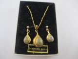 Vintage Diamond Dust Necklace and Earrings - con 668