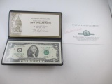 Authentic UNC US $2.00 Bill - con 346