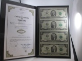 US Government Issued UnCut Sheet of $2.00 Bills with Certificate - con 346