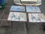 Vintage TV Trays Set of 4 with Rolling Stand - will not ship - con 555