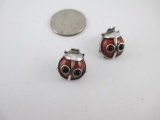 Sterling Silver Lady Bug Earrings - con 668