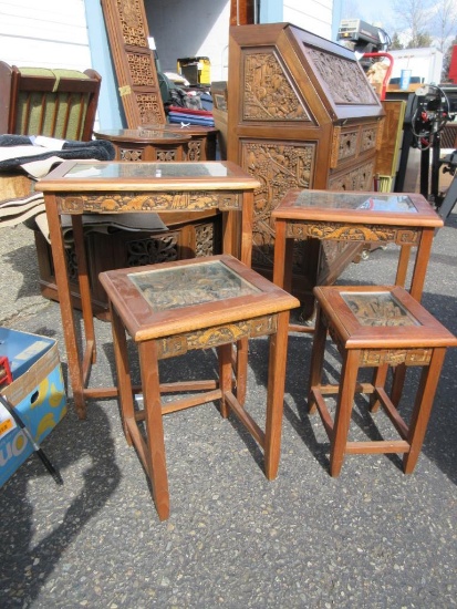 4 Piece Inlaid Table Set - will not ship - con 928