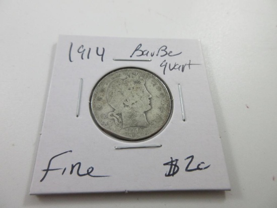 1914 Barber Silver Quarter - con 346