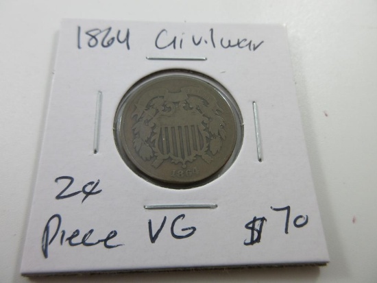 1864 Civil War Era US 2-Cent Piece - Nice Detail - con 346