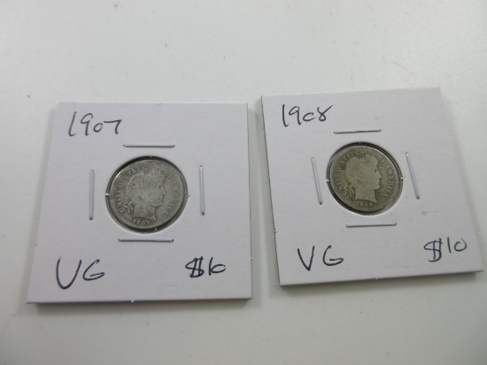 Pair of Silver Barber Dimes -