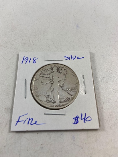 1918 Walking Liberty Silver Half Dollar - con 346