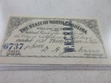 1870 State of North Carolina Confederate Note - con 346