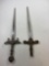 Two Vintage Medieval Style Brass Color Daggers - con 883