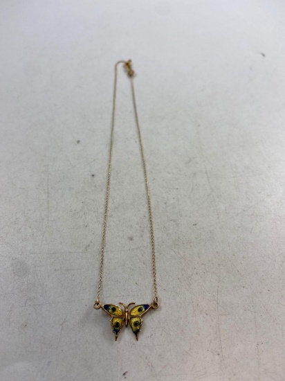 10k Gold Butterfly Necklace - con 668