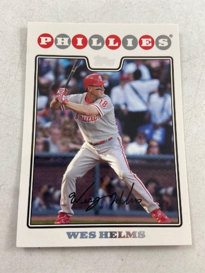 2008 Wes Helms Phillies 3B Topps #67 Auto Signed - con 313