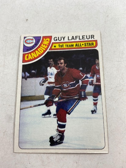 Vintage 1978 Guy LaFleur Canadians Right Wing Topps #90 Auto Signed - con 313