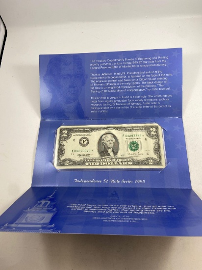 Independence 1995 $2.00 Dollar Star Note Atlanta Georgia - con 313
