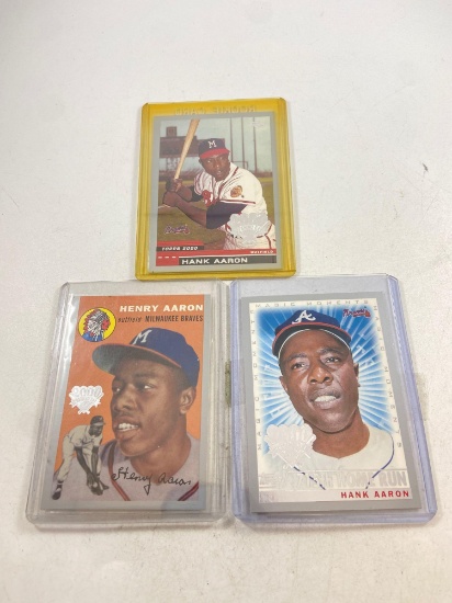 3-Topps Hank Aaron Reprint Inserts - con 4