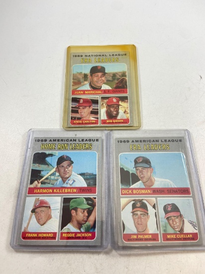 Three 1970 Topps League Ldr Cards - Reggie/Gibson - con 4