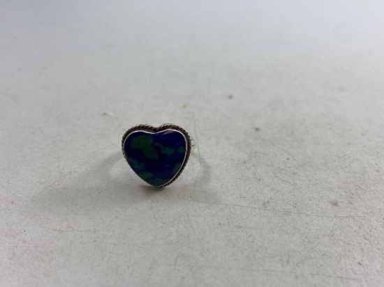 .925 Turquoise Ring Stamped MExico Size 6.5 - con 3