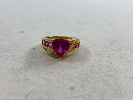 .925 Sterling Silver Gold Plated Ladies Ring - Size 7 - con 3
