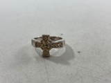 Vintage Sterling Silver Celtic Cross Ring - Signed SD - con 3