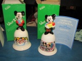 Set of 2 in Box Vintage 1980's Figural Schmid Disney Christmas Bell Mickey Mouse - con 394