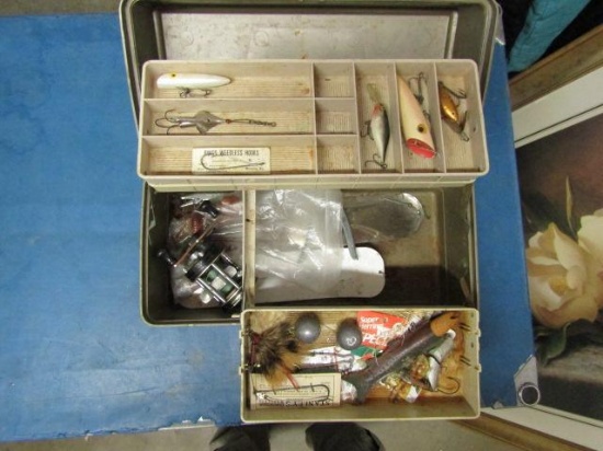Vintage Tackle Box with Tackle and More - will not ship - con 308