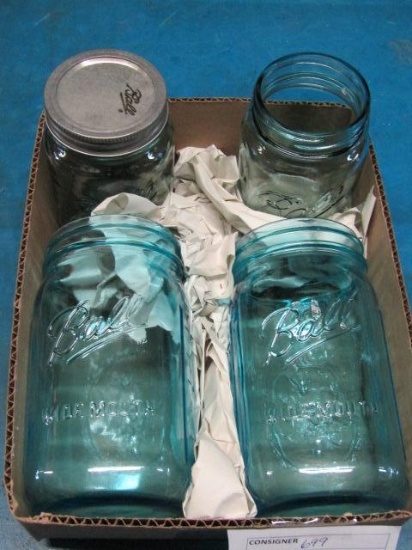 4pc Blue Mason Jars _ Not shipped _ con 699