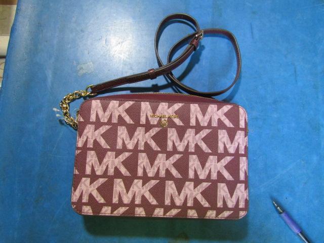 Buy Michael Kors Bedford Leather & MK Canvas Small Flap Crossbody Bag Purse  Handbag, Brown Burgundy at Amazon.in