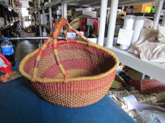 Vintage African Bolga Market Basket Hand Made Ghana - Con 875