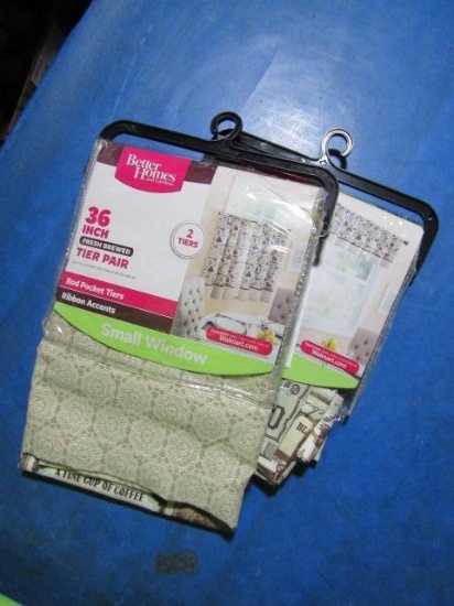 Lot of 2 "Fresh Brewed Theme" 1 Valance 1 Tier Pair - con 982