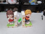 Gentle Treasures Boy Girl Bookends Crack In Girl Base - Will NOT Ship - con 1121
