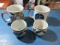 4 Blue Brown Designed Cups/ Mugs - Con 1121 - Will Not Be Shipped