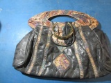 Leather Designer Purse (Inside shoulder Strap) Metallic Color Large - Con 686