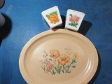 Treasure Craft Ovenware Platter Vintage Large Boxy Floral Salt & Pepper - Con 1121 - Will Not Ship