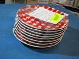 Pier 1 Red Gingham Ants Snack Dessert Plates 6.5 Inches Set of 8 - Will NOT Ship - con 1121