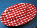 Pier 1 Red Gingham Ants Porcelain Platter - Will NOT Ship - con 1121