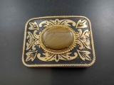 Gold and Black belt Buckle with Gem - con 686