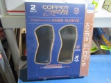 New - 2pk Copper Fit Elite Compression Knee Sleeve - Sz l/xl - con 476