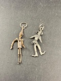 Articulated Charms Vintage Pinocchio and Jester Pewter - con 1080