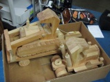 Hand Made Wooden Tractor Trailer And Bull Dozer - Con 1084