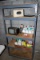 (3) Box Lots Cleaning Supplies, Vintage Tv, Metal Shelves