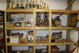 Contents Of 3 Wood Shelfs And Trophies