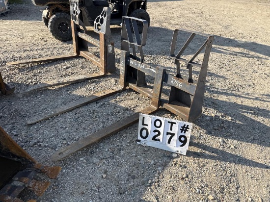 Fork attachment for a skid loader