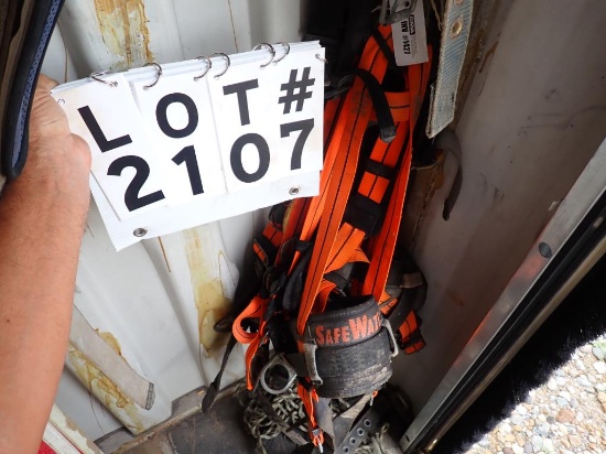 safety harness, orange in color.