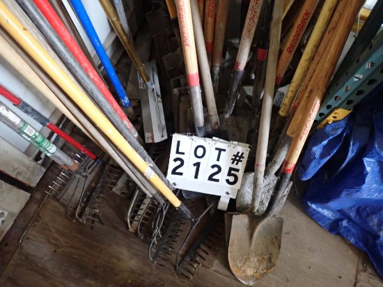 no inventory number, shovels, Rakes, spades, broom