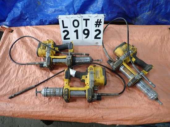 (3) DeWalt grease guns, model number DCGGS 571