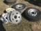 Rims and tires. Miscellaneous lot six rims two tires. Eight lug. 235/80 R17