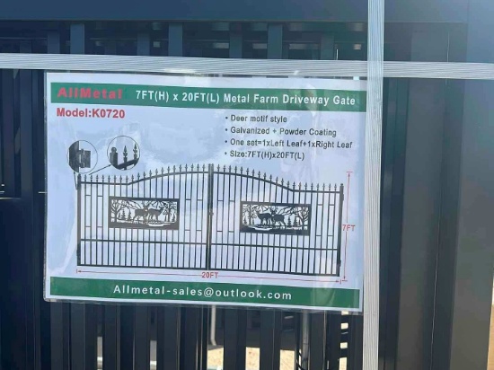 7X20 METAL FARM DRIVEWAY GATE