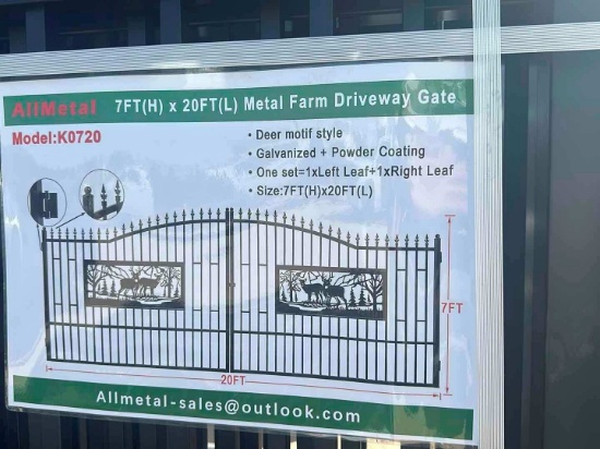 7X20 METAL FARM DRIVEWAY GATE